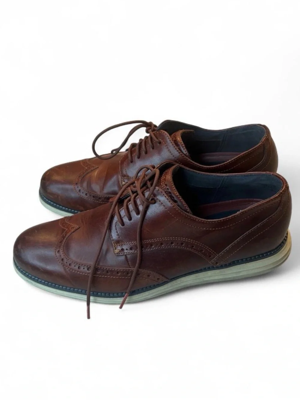 Cole Haan Brown Leather Wingtip Derby Shoes